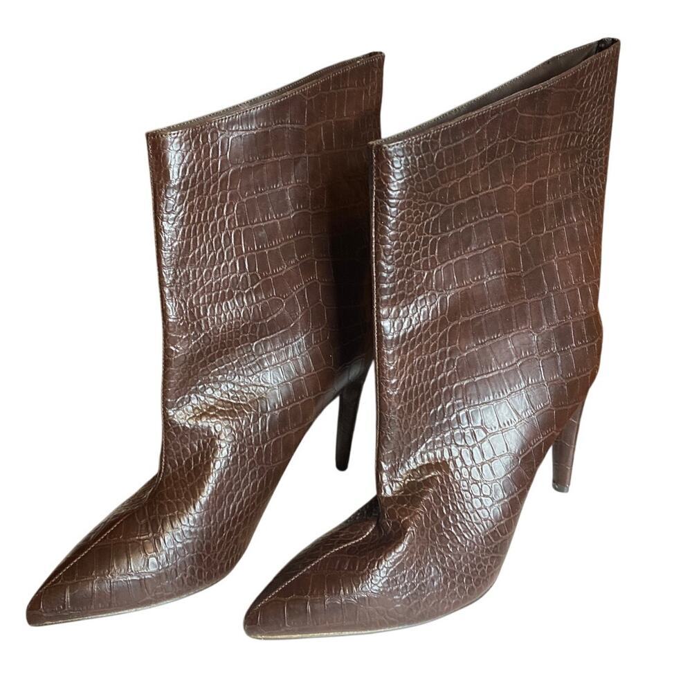 Brown Snakeskin Calf Boots Express 8